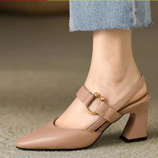 VELLARI - Scarpe Décolleté Slingback in Morbida Pelle con Tacco Scultoreo