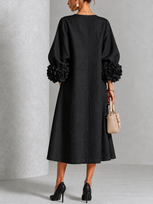 VELLARI | Abito midi con polsini floreali