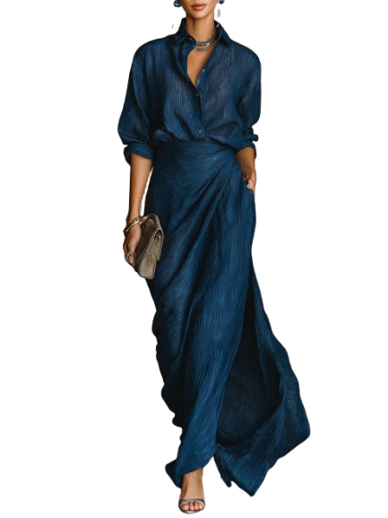 VELLARI - Completo Elegante di Camicia e Gonna Lunga