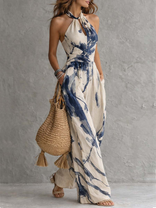 Avery | Artistic Halter Wide-Leg Jumpsuit