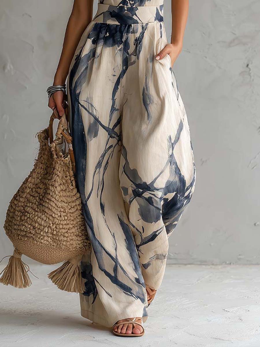 Avery | Artistic Halter Wide-Leg Jumpsuit