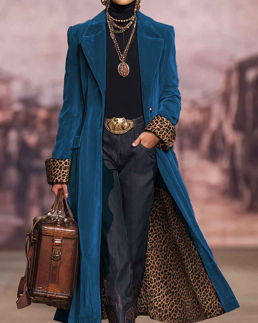 VELLARI | Cappotto Lungo Fodera Leopardata