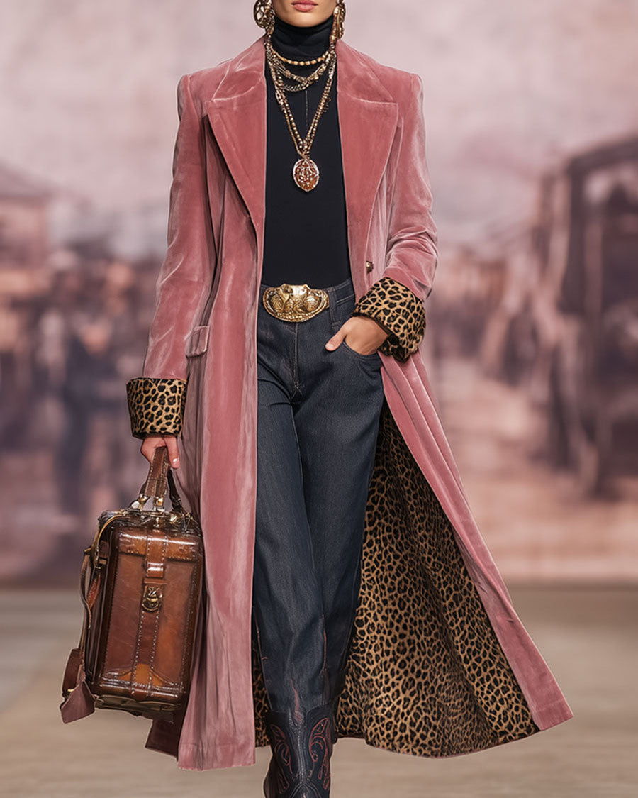 VELLARI | Cappotto Lungo Fodera Leopardata