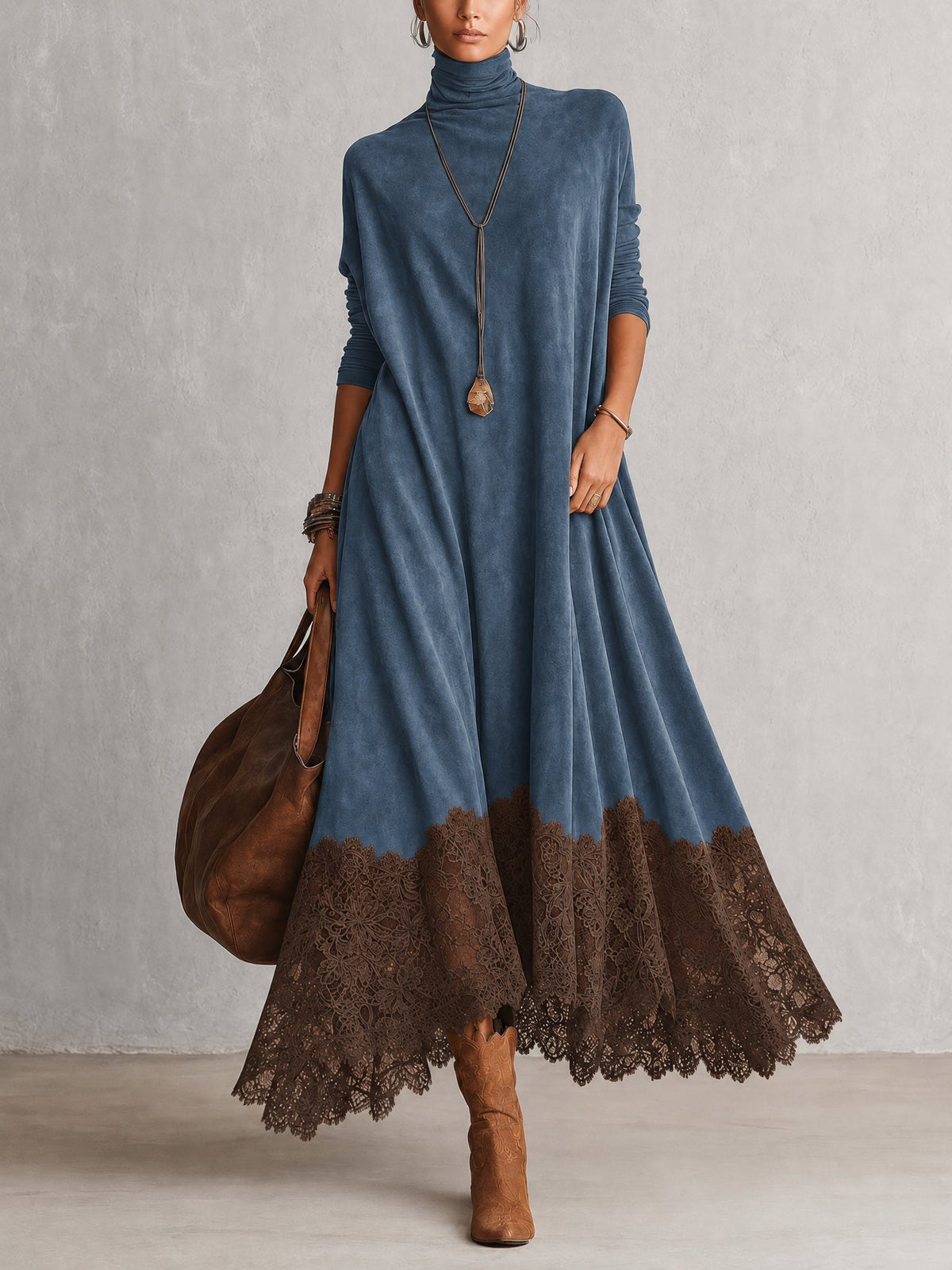 VELLARI - Abito Lungo Bohemien in Tessuto Morbido