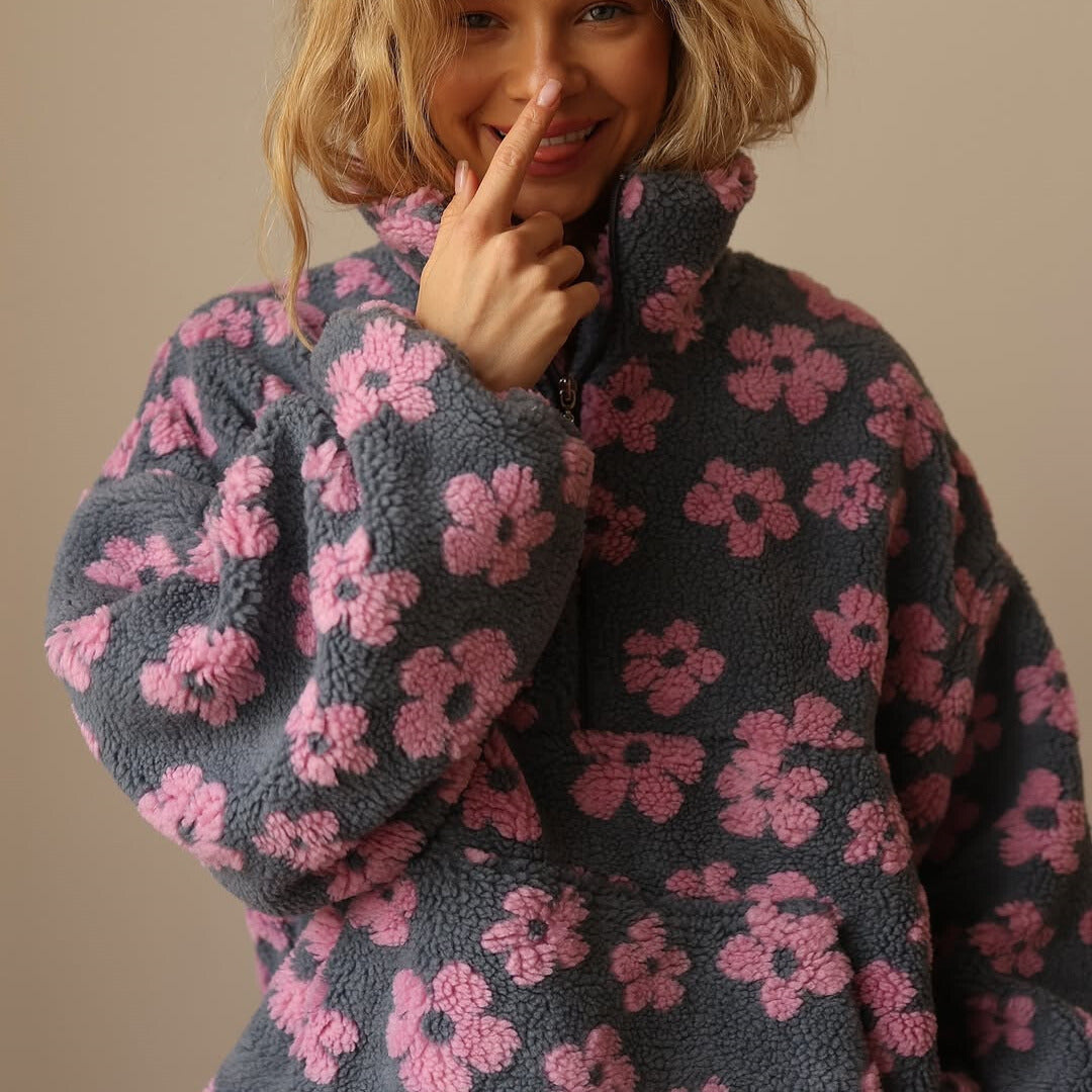 VELLARI | Maglia in Fleece Motivo Floreale
