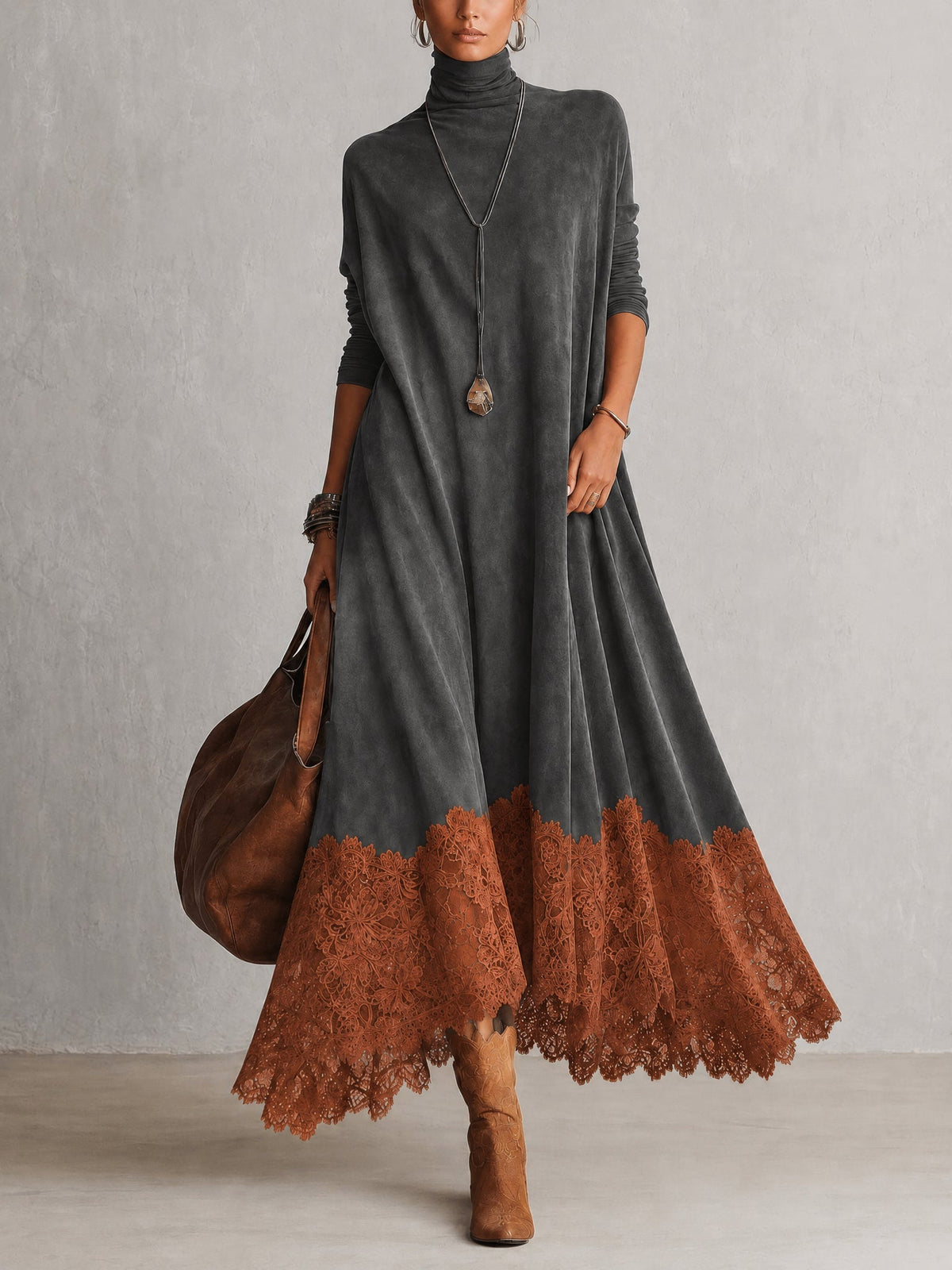 VELLARI - Abito Lungo Bohemien in Tessuto Morbido