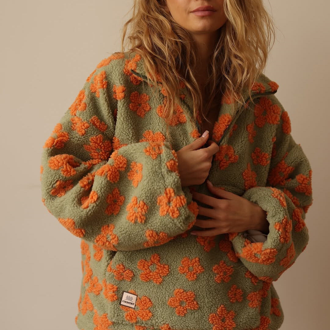 VELLARI | Maglia in Fleece Motivo Floreale