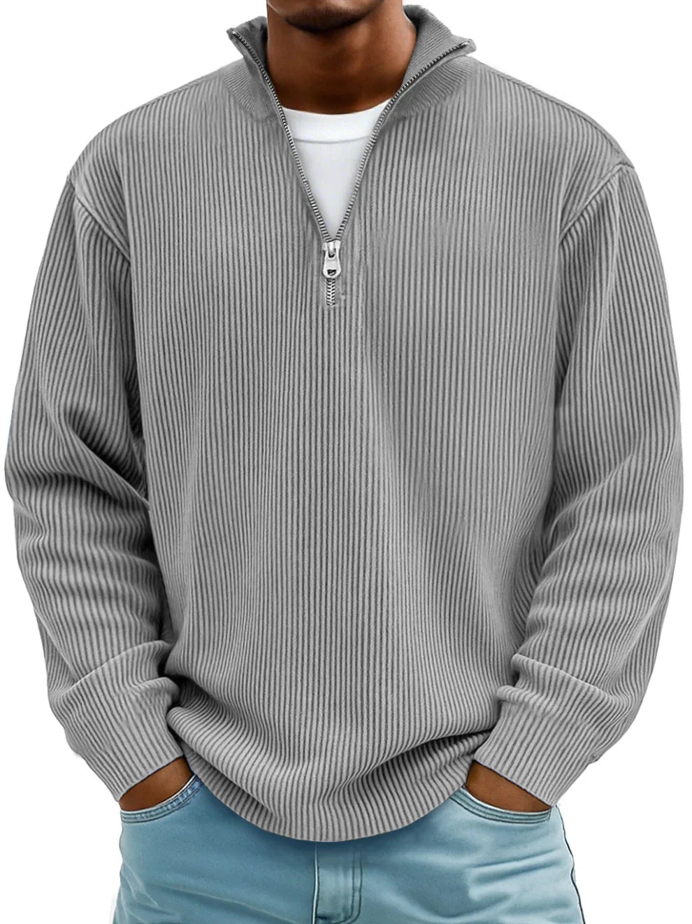 Marco | Maglia Côtelé con Collo Zippato