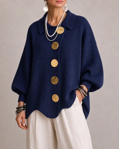 VELLARI | Cardigan Oversize in Maglia con Bottoni Dorati