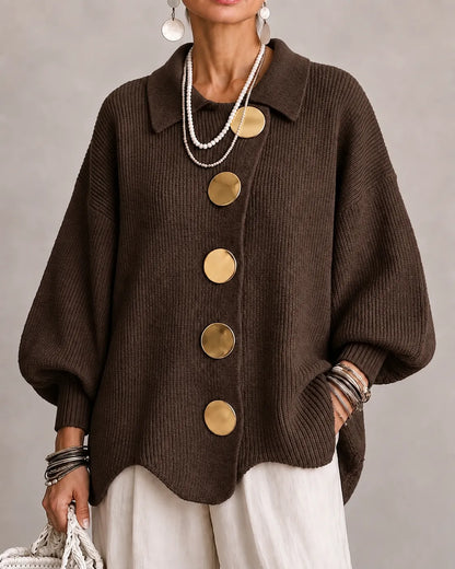 VELLARI | Cardigan Oversize in Maglia con Bottoni Dorati