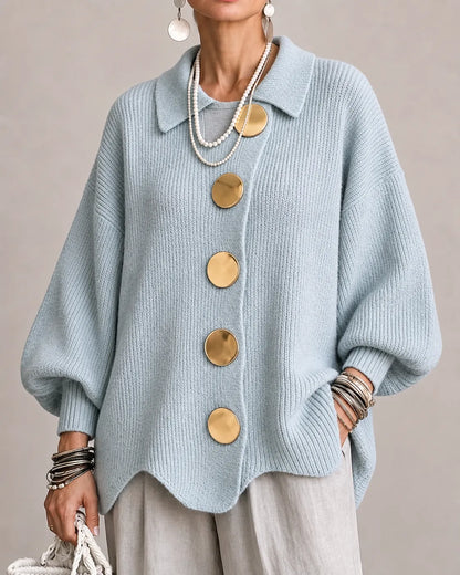 VELLARI | Cardigan Oversize in Maglia con Bottoni Dorati
