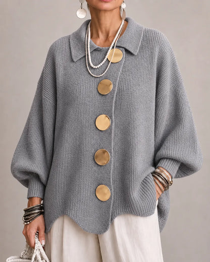 VELLARI | Cardigan Oversize in Maglia con Bottoni Dorati