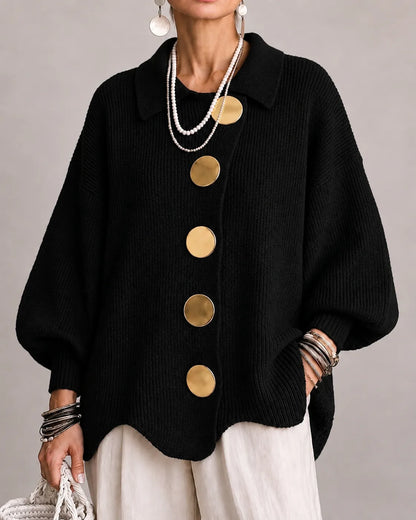 VELLARI | Cardigan Oversize in Maglia con Bottoni Dorati