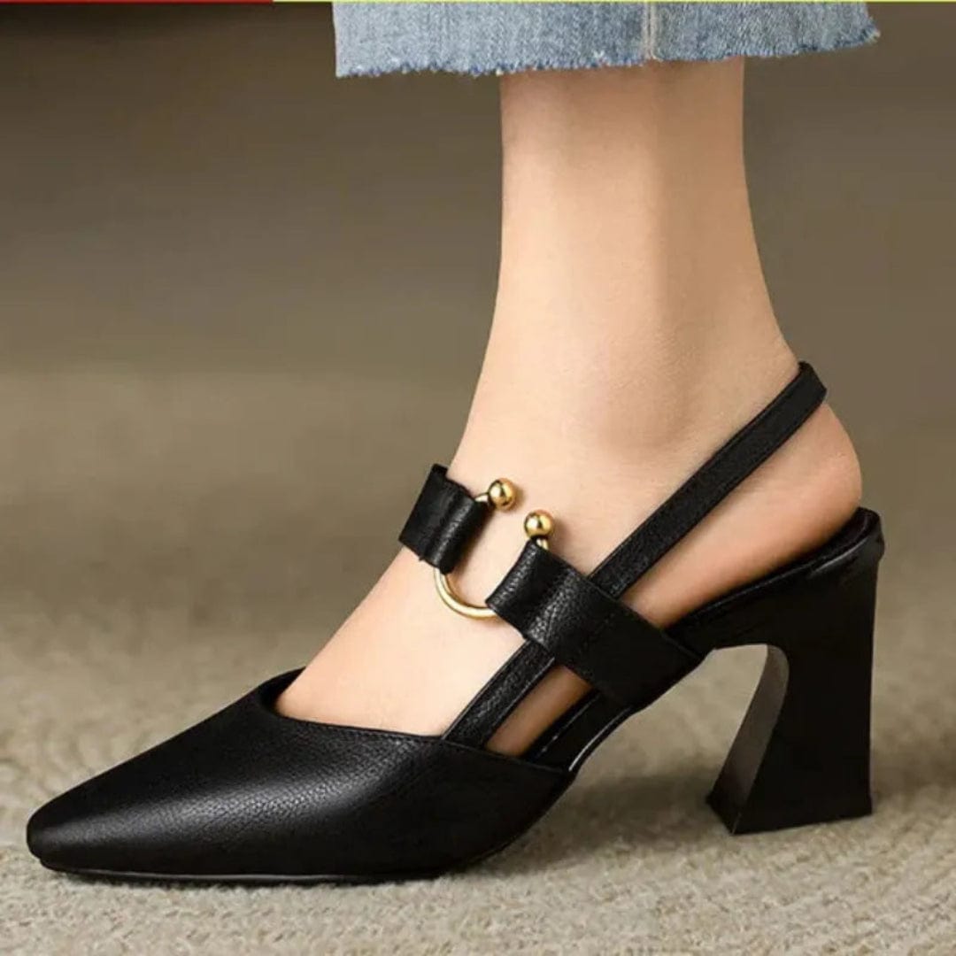 VELLARI - Scarpe Décolleté Slingback in Morbida Pelle con Tacco Scultoreo