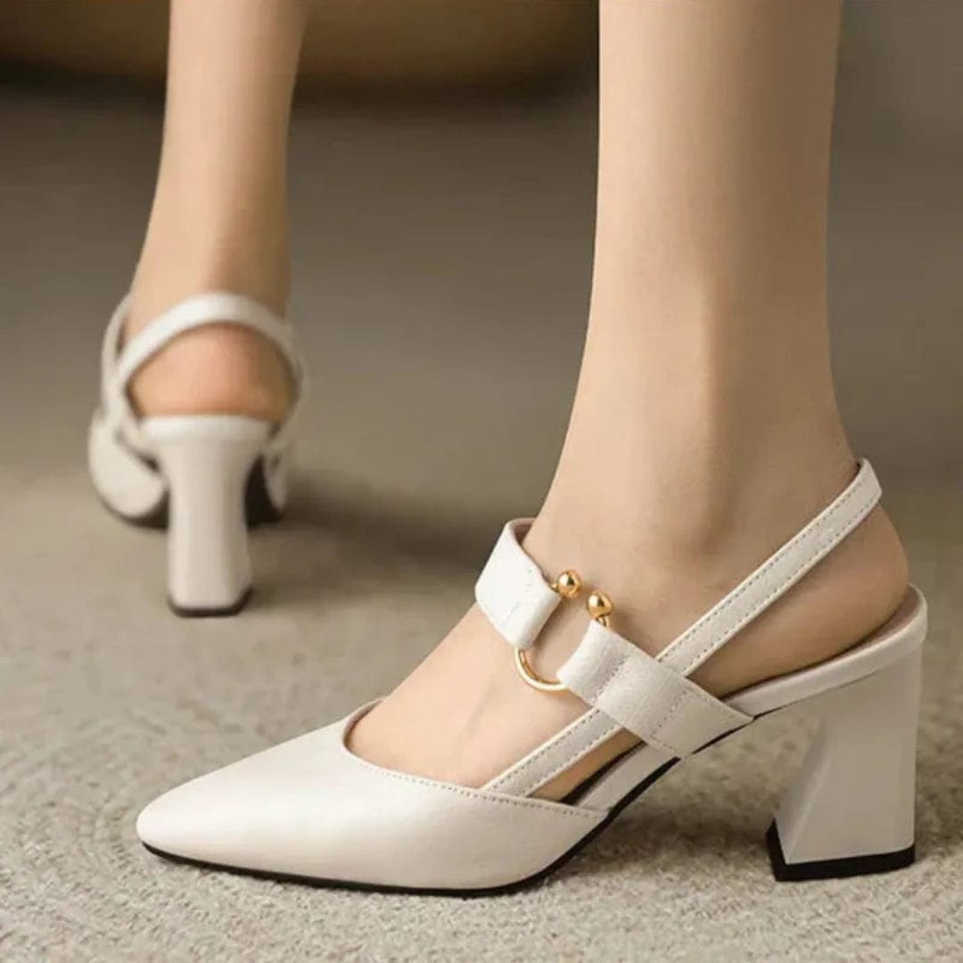 VELLARI - Scarpe Décolleté Slingback in Morbida Pelle con Tacco Scultoreo