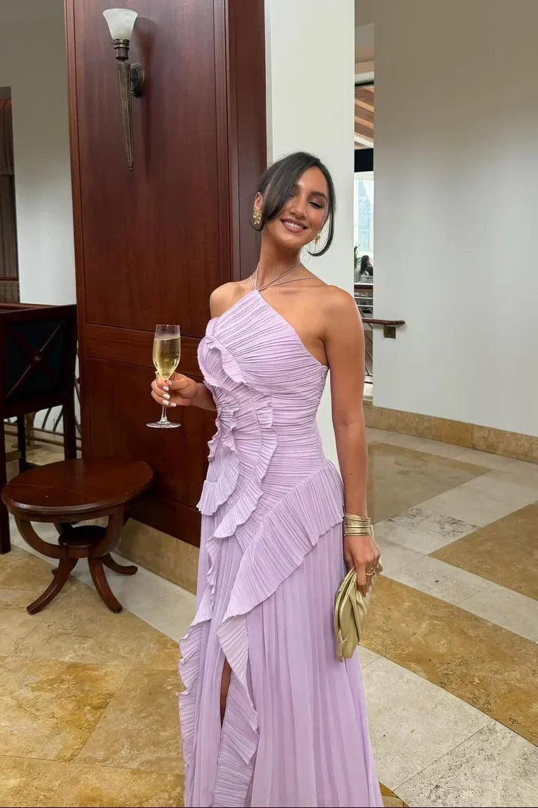 Hailey | Lavender Cascading Ruffle Dress