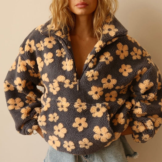 VELLARI | Maglia in Fleece Motivo Floreale