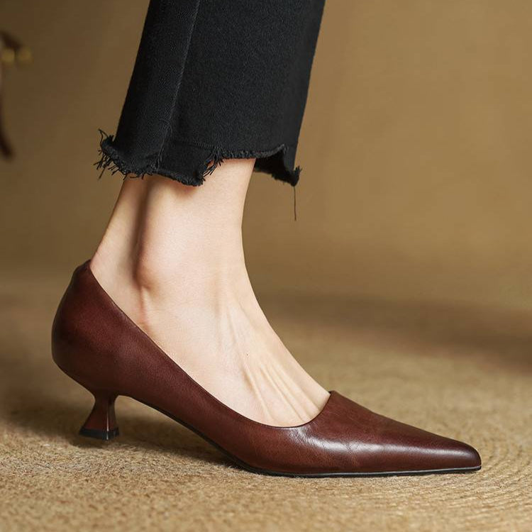 Lauren | Genuine Leather Low-Heel Pumps
