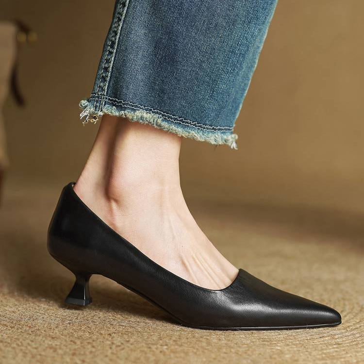 Lauren | Genuine Leather Low-Heel Pumps