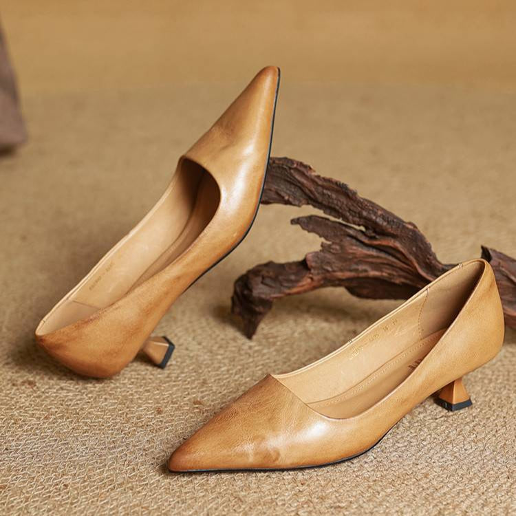 Lauren | Genuine Leather Low-Heel Pumps