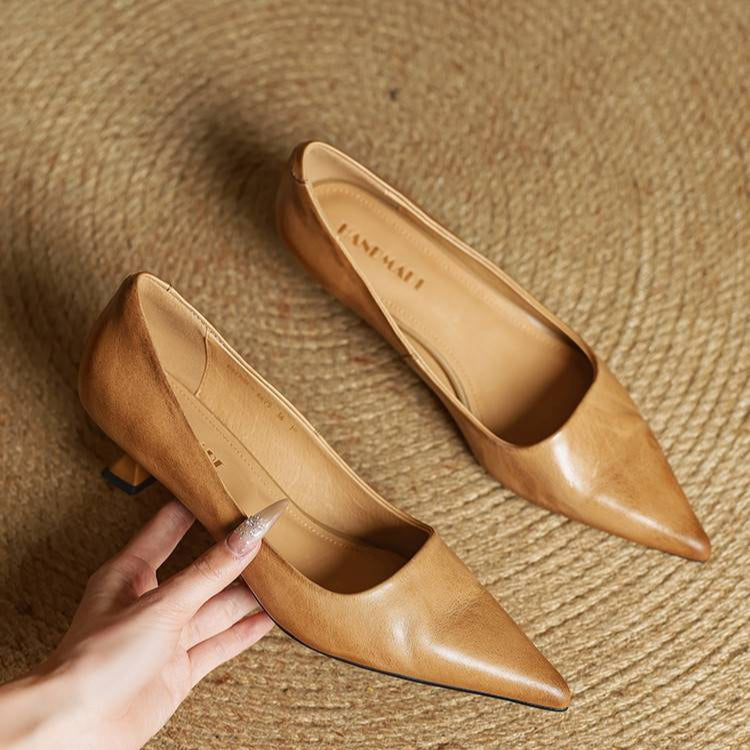 Lauren | Genuine Leather Low-Heel Pumps