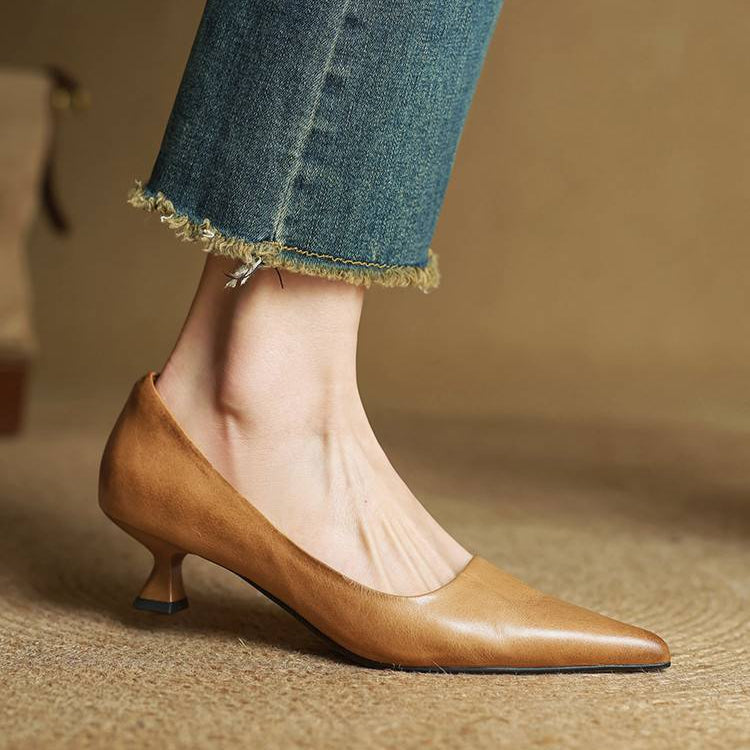 Lauren | Genuine Leather Low-Heel Pumps