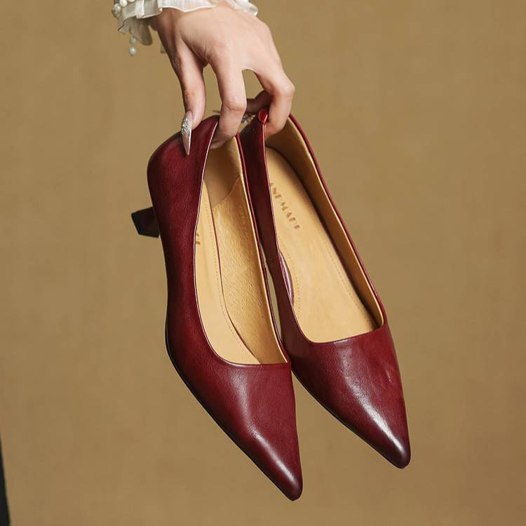 Lauren | Genuine Leather Low-Heel Pumps