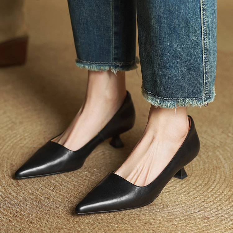 Lauren | Genuine Leather Low-Heel Pumps