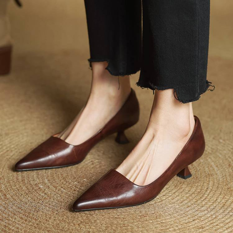 Lauren | Genuine Leather Low-Heel Pumps