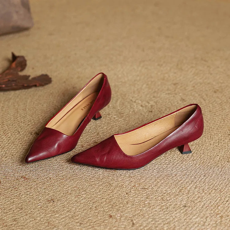 Lauren | Genuine Leather Low-Heel Pumps