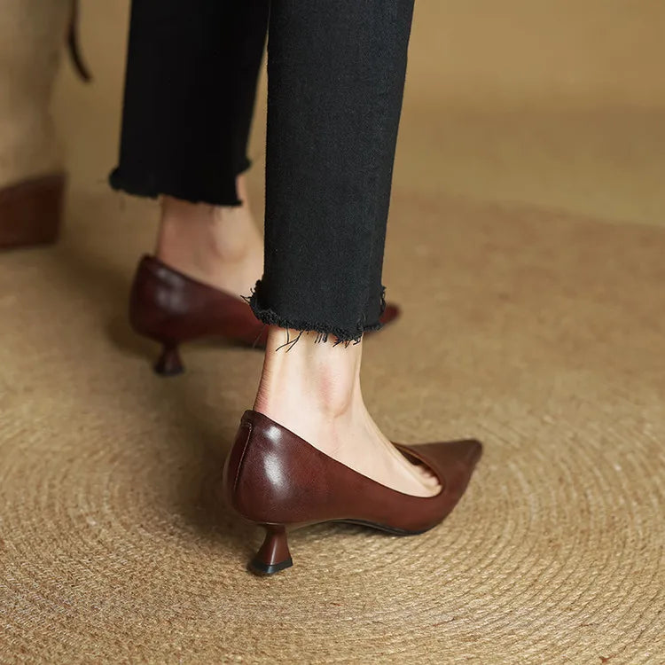 Lauren | Genuine Leather Low-Heel Pumps
