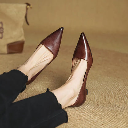 VELLARI | Scarpe Décolleté a Tacco Basso in Vera Pelle