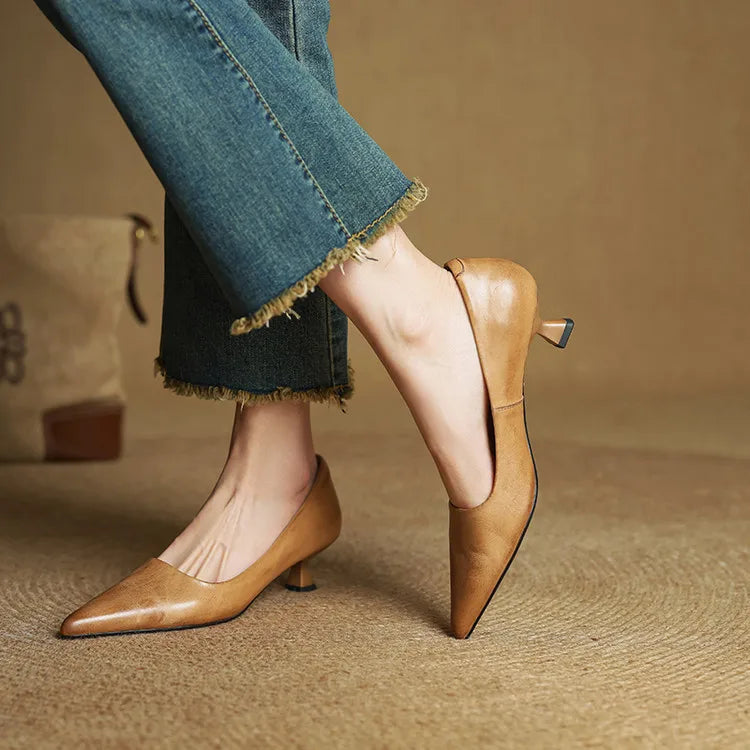 Lauren | Genuine Leather Low-Heel Pumps