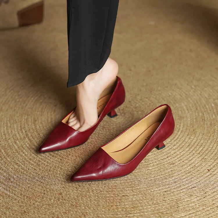 Lauren | Genuine Leather Low-Heel Pumps