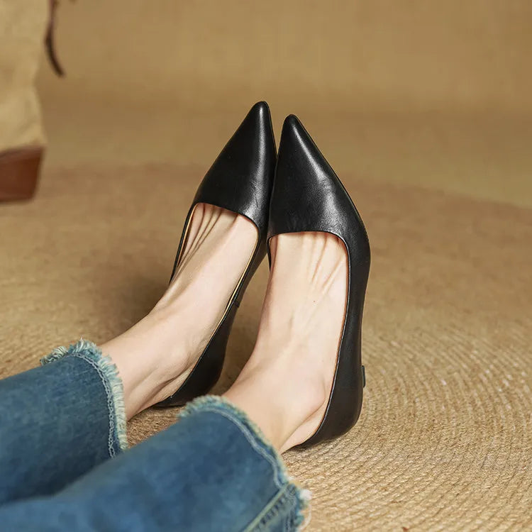 Lauren | Genuine Leather Low-Heel Pumps