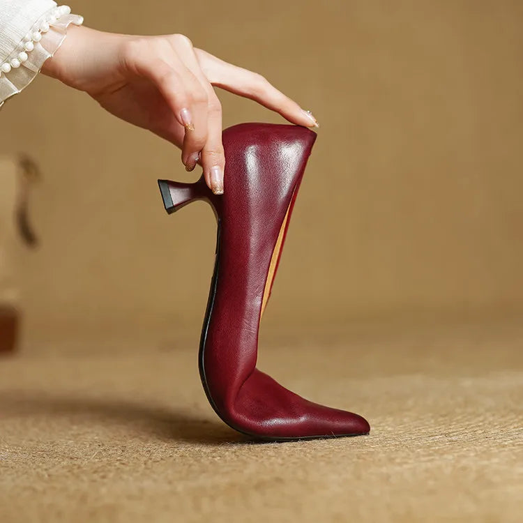 Lauren | Genuine Leather Low-Heel Pumps