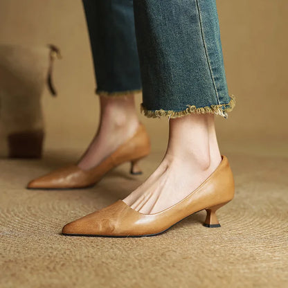 VELLARI | Scarpe Décolleté a Tacco Basso in Vera Pelle