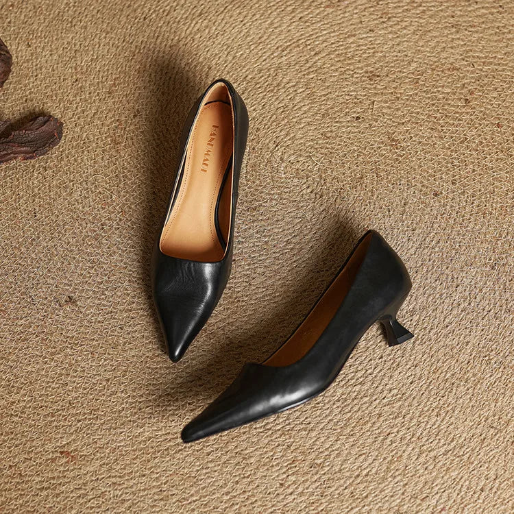 Lauren | Genuine Leather Low-Heel Pumps