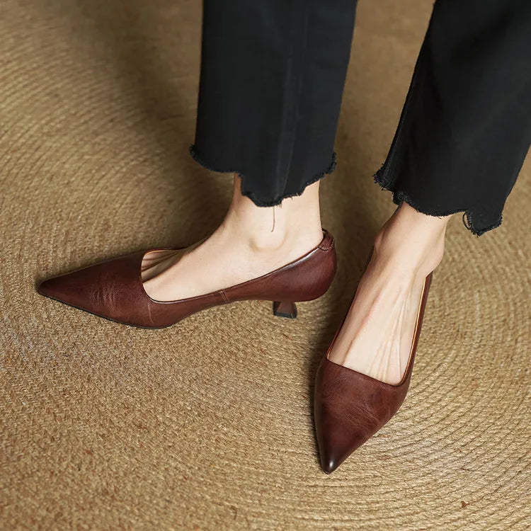 Lauren | Genuine Leather Low-Heel Pumps