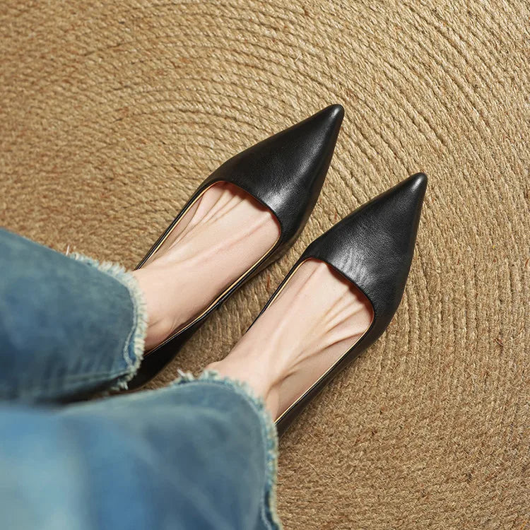 Lauren | Genuine Leather Low-Heel Pumps