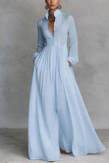VELLARI | Abito Maxi Fluido con Bottoni Eleganti