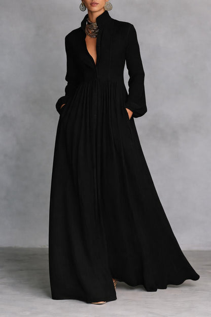 VELLARI | Abito Maxi Fluido con Bottoni Eleganti