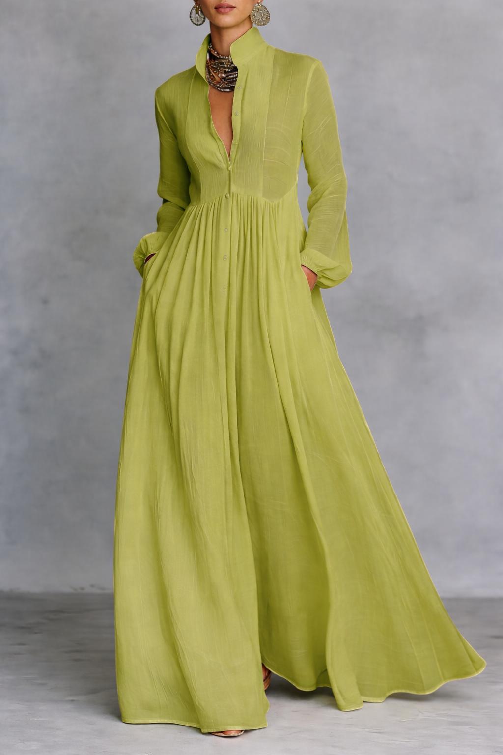 VELLARI | Abito Maxi Fluido con Bottoni Eleganti