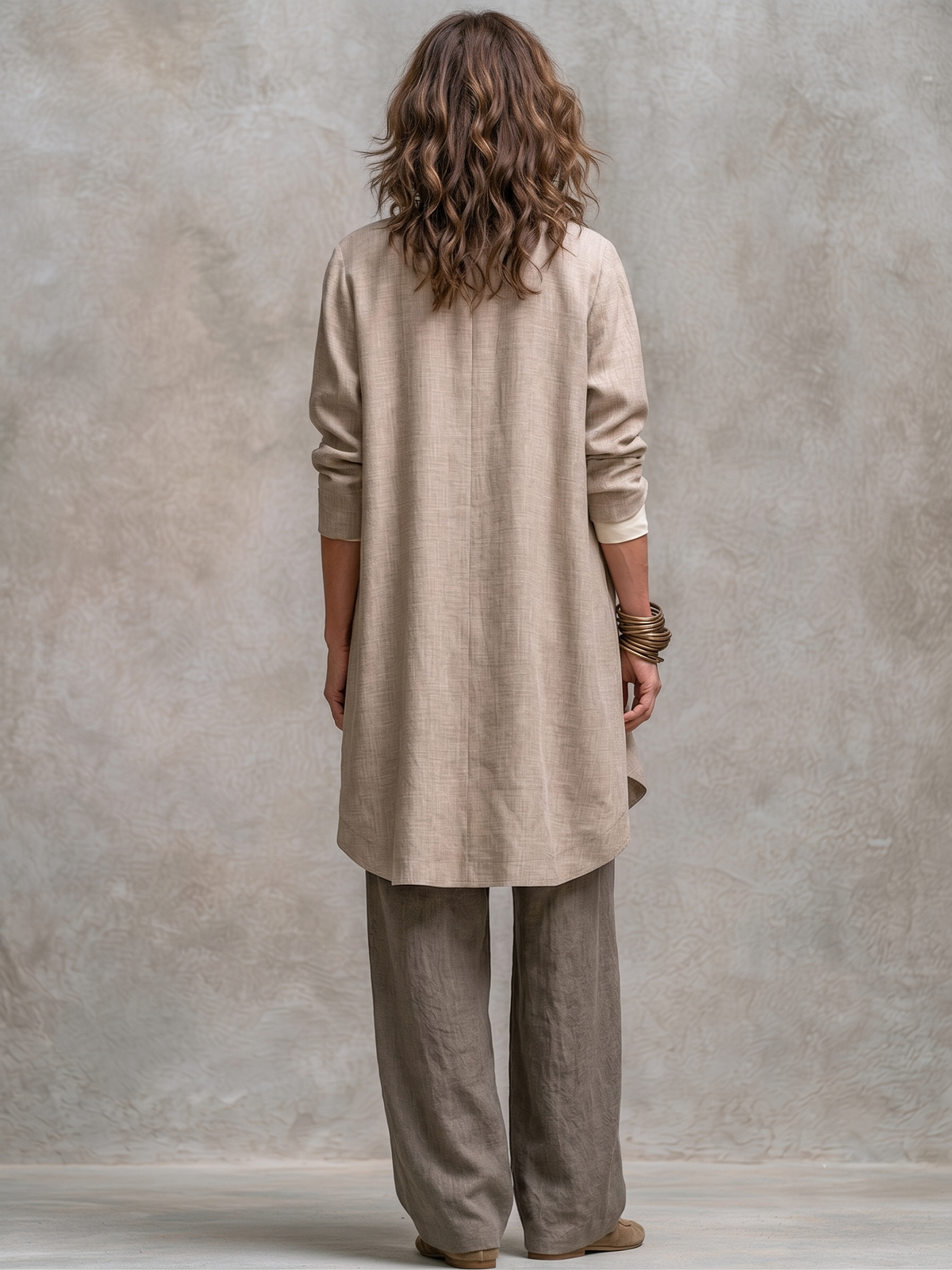 VELLARI - Completo Fluido con Cardigan e Pantaloni a Gamba Larga