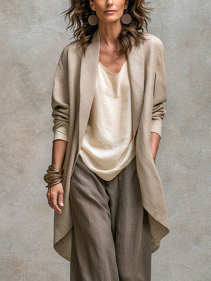 VELLARI - Completo Fluido con Cardigan e Pantaloni a Gamba Larga