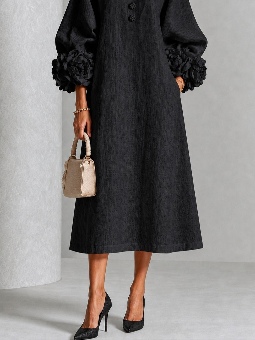 VELLARI | Abito midi con polsini floreali