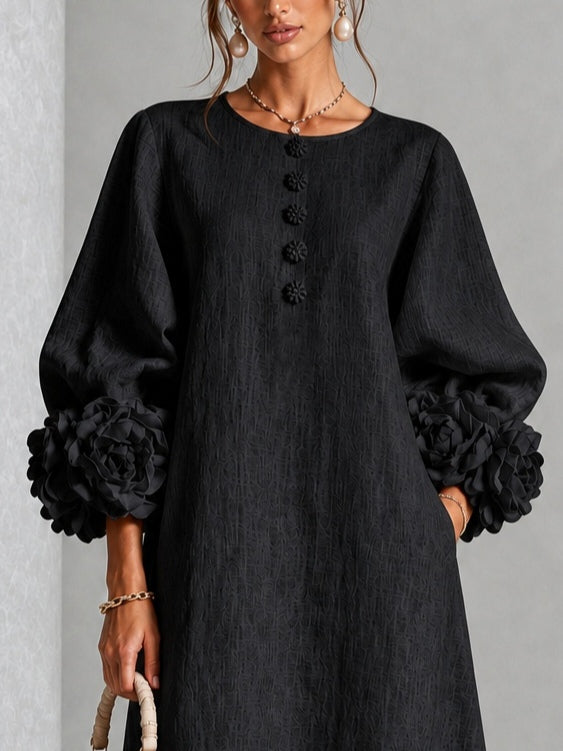VELLARI | Abito midi con polsini floreali