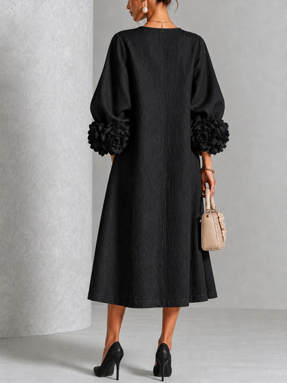VELLARI | Abito midi con polsini floreali