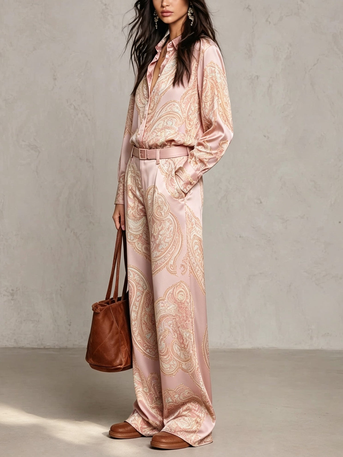 VELLARI - Completo con Camicia Paisley e Pantaloni a Gamba Larga