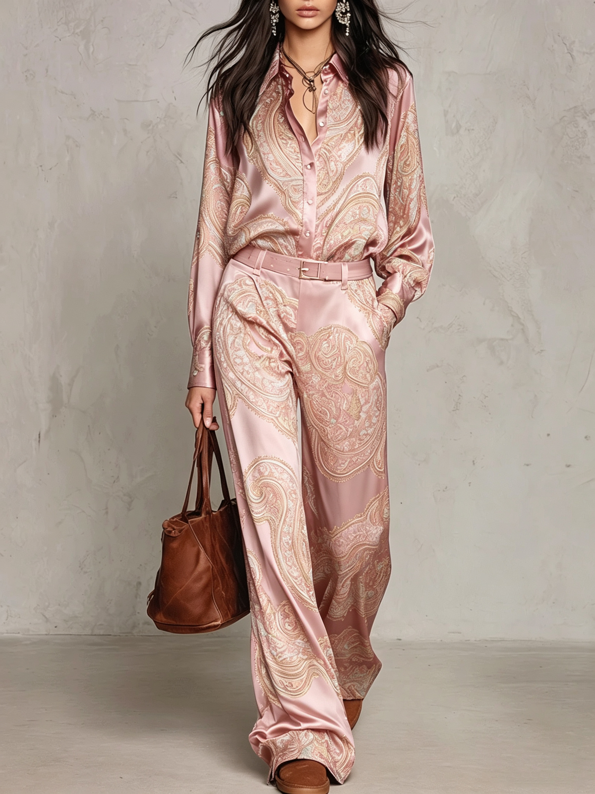 VELLARI - Completo con Camicia Paisley e Pantaloni a Gamba Larga